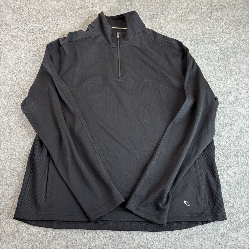 Tek Gear Pullover Mens Large‎ Quarter Zip Performance Black Athletic Long Sleeve